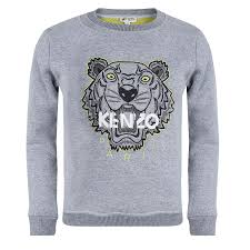 Kenzo Kids Grey Embroidered Tiger Motif Sweatshirt 6 Yrs