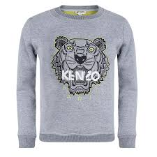 Kenzo Kids Grey Embroidered Tiger Motif Sweatshirt 6 Yrs
