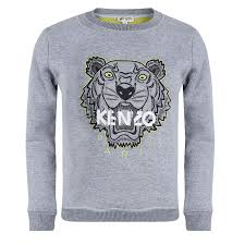 kenzo kids grey embroidered tiger motif sweatshirt 6 yrs