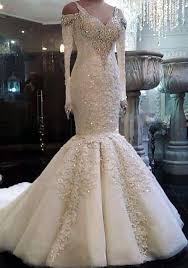 Luxury Crystals Mermaid Wedding Dresses Long Sleeves Appliques Bri Cheap Lace Wedding Dresses Long Sleeve Mermaid Wedding Dress Lace Wedding Dress With Sleeves