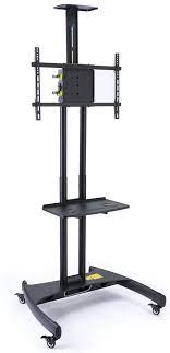 The stand has an adjustable and sturdy middle shelf with a maximum weight capacity. Rolling Widescreen Tv Stand Wheels Height Adjustable Bracket