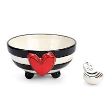 Black And White Bowl With Spoon Wide Stripe Black And White Heart 5 X 5 Ceramic Stoneware Https Www Amazon Com Dp B07mzfbftr Ref Cm Sw R Pi Dp U X O Candy Bowl Bowl Black And White Heart