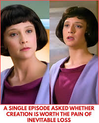 She stands uncertain and luminous all at once, learning the world in real  time, every step a quiet reach toward something she can't yet name. There's  a fragility to her curiosity, a