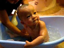 Your baby will probably calm down as she feels your body against hers, along with the warm water and change of scenery. Bigoon Bqnhat 10 Months Baby Bathing Youtube