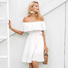Off Shoulder With White Casual Short Dress Brand Name Simplee Material Cotton Style Casual Silhouette A Line P Vestidos De Verao Vestidos Vestido Com Saia