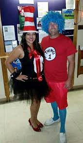 Diy Cat In The Hat Costume And Thing 1 Fun Idea Couples Cost Women Halloween Costume Ideas Pregnant Women Halloween Costumes Couple Halloween Costumes