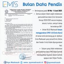 Mekanisme pemutakhiran data emis semester ganjil ra dan madrasah tahun pelajaran 2015/2016 tidak jauh berbeda dengan pelaksanaan tahun lalu yakni pemutakhiran data emis dilakukan dengan. Ayo Madrasah Bulan Data Pendis Berlangsung Pada 10 Facebook