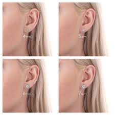 Sterling Silver Emerald Cut Cz Solitaire Stud Earrings