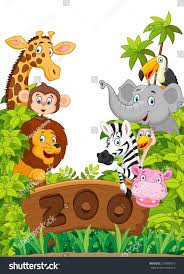 Collection Of Zoo Animals Ad Affiliate Collection Zoo Animals In 2020 Cartoon Zoo Animals Zoo Animals Happy Animals