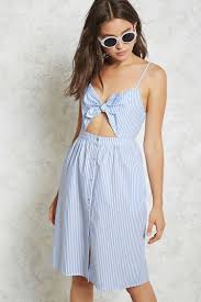 A Woven Dress Featuring A Self Tie Front With A Cutout Opening Adjustable Cami Straps Front Button Placket And An Fashion Pattern Dress Women Summer Attire