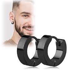 Men Hoop Earrings, 3 Pairs Stainless Steel Hoop Earrings Gold Silver Black  Small Hoop Earring for Men Women Wearing(Black): Clothing, Shoes & Jewelry 