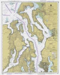 Nautical Charts Of Puget Sound Washington Territory 1927 Vintage Restoration Hardware Home Deco Style Old Wall Reproduction Map Print