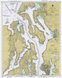 nautical charts of puget sound washington territory 1927 vintage restoration hardware home deco style old wall reproduction map print