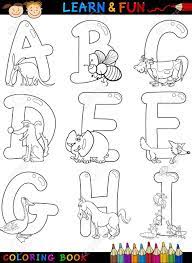 Alphabet coloring pages featuring standard block print font for each letter for toddlers, preschool, and early elementary. Cartoon Alphabet Coloring Book Or Page Set With Funny Animals For Children Education And Fun Royalty Free Cliparts Vectors And Stock Illustration Image 15705128