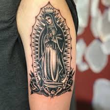 Most virgin mary tattoos depict the idea of the immaculate conception, in which the new catholic encyclopedia says that it's the belief the she was free from sin from the very beginning of her life. Our Lady In Ink The Virgin Mary In Tattoos Painful Pleasures Community