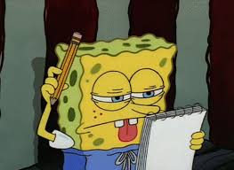 A Gif Of Sponge Bob Thinking Hard Tapping His Head With A Pencil Spongebob Faces Spongebob Funny Funny Spongebob Memes