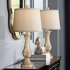 5 out of 5 stars with 1 ratings. Regency Hill Traditional Table Lamps Set Of 2 Antique Brass Metal Beige Drum Shade For Living Room Family Bedroom Bedside Office Walmart Com Walmart Com