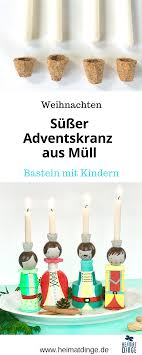 Idee Fur Einen Zauberhaften Adventskranz Upcycling Adventskranz Aus Mull Basteln Mit Kindern Basteln Weihnachtsdeko Selber Machen