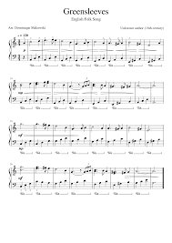 The version many of us now know is associated with christmas, since as early as the 1700s this tune has been associated with christmas music and lyrics. Greensleeves For Piano Easy And Beautiful Sheet Music For Piano Solo Musescore Com