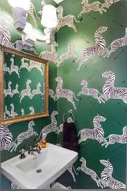Zebra print bathroom ideas 6 more ideas on using the zebra print for the interior for the bathroom: Zebra Wallpaper Yes Or No Ashlina Kaposta Powder Room Wallpaper Room Wallpaper Zebra Wallpaper