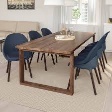 Morbylanga Baltsar Table And 6 Chairs Oak Veneer Brown Stained Black Blue Ikea Dining Table Beautiful Dining Rooms Table