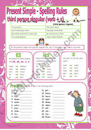 Present Simple Third Person Singular Spelling Rules Spelling Rules Simple Present Tense Teaching Spelling Rules