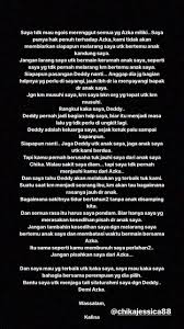 Dilarang Bertemu Anak Kalina Tulis Surat Terbuka Untuk Chika Jessica