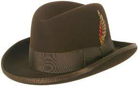 Mens Brown Godfather Hat 100 Wool Homburg Dress Hat 4201 Mens Dress Hats Dress Shoes Men Mens Fashion Dress Shoes