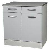 Meuble De Cuisine Bas 2 Portes 2 Tiroirs Gris Aluminium H86x L80x P60cm Meuble Bas Cuisine Meuble Cuisine Meuble Sous Evier