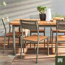 alinea gladys chaise de jardin empilable kaki en eucalyptus alinea decoration chai table et chaises de jardin chaise de jardin table de jardin bois