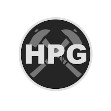 The logo utilises the letters hpg and builds a stylised neural pathway. Livestream Hatchet Patrol Gaming