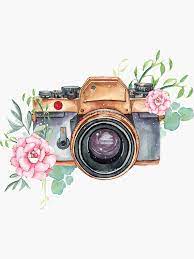 Watercolor Camera Watercolor Flowers Photographer Gift Photography Camera Flowers Sticker By Southprints In 2021 Camera Drawing Art Camera Illustration Flower Drawing