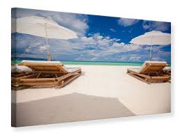 Jetzt vergleichen und günstig bestellen! Leinwandbild Liegen Am Strand Querformat Lunapoint