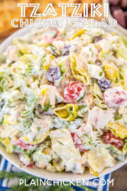 Tzatziki Chicken Salad Seriously Delicious Chicken Romaine Lettuce Pepperoncini Tomatoes Feta Kalamata Olive Tzatziki Chicken Greek Salad Recipes Salad