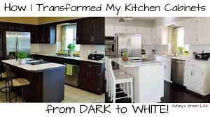 How To Paint Your Kitchen Cabinets From Dark To White Painting Kitchen Cabinets White Dark Wood Kitchen Cabinets Espresso Kitchen Cabinets