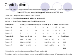 Calculate total cost of product to determine the total cost of the product, we need to add all the expenses incurred to make the product ready for sale or transfer. Contribution Per Unit Selling Price Direct Cost Per Unit Ppt Download