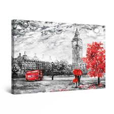 Height, this tree wall decor makes an impressive statement that is perfect for any living space in your home. Startonight Canvas Wall Art Abstract Black And White London City Red Accents Painting Large Framed 32 X 48 Walmart Com Walmart Com