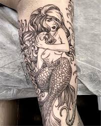 Black And White Mermaid Sleeve Tattoo 50 Beautiful And Cute Mermaid Tattoo Ideas For Your Mermaid Dream Page 46 Of 50 Women Fashion Lifestyle Blog In 2020 Mermaid Tattoos Sleeve Tattoos Mermaid Tattoo