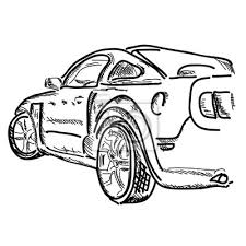 Ce site spécialisé vous offres des dizaines de coloriages de auto de course gratuits. Main Dessiner Simple Croquis Voiture Vecteur Peut Etre Peintures Murales Tableaux Embleme Moteur Course Myloview Fr