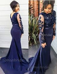 2018 Navy Blue Mermaid Prom Dresses Long Sleeves Appliques Elegant Evening Gowns Prom Dresses Pd0492 2018 Navy Blue Mermaid Prom Dresses Long Sleeves Appliques Vestido Para Boda 2019 Vestidos De Fiesta