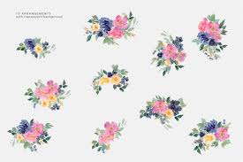 Browse our selection of pink watercolor art prints and find the perfect design for you—created by our community of independent artists. Navy Pink Watercolor Floral Clipart Set By Patishop Art Thehungryjpeg Com