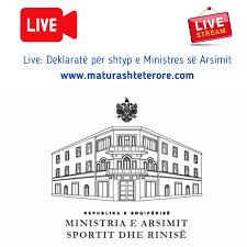 Ministria e kultures, rinise dhe sportit republika e kosoves. Live Deklarate Per Shtyp E Ministres Se Arsimit Matura Shteterore 2021