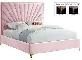 Hs traditional 4pc king size bedroom set upholstered headboard bed dresser mirror nightstand wooden brown furniture set. In Stock Eclipse Velvet Bed Contemporary Platform Beds By Meridian Furniture Houzz