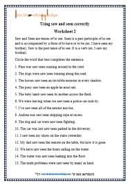 Your home for printable activities and worksheets! Grade 1 Grammar Saw And Seen Printable Worksheets Lets Share Knowledge