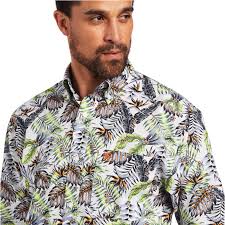 Ariat Men's Blaine White Classic Fit Button Down Shirt 10040638