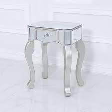 Amelie mirrored coffee table silver. Amelia Mirrored Silver 1 Drawer End Side Table With A Crystal Handle Picture Perfect Home