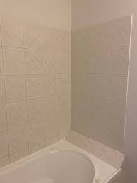 • who says you need to totally replace your old bathroom tiles? Painted Bathroom Tiles Before And After Bunnings Workshop Community