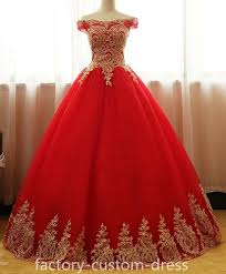 Ebay Sponsored Red And Gold Applique Ball Gown Sweet 16 Dress Quinceanera Prom Dresses Custom Red Quinceanera Dresses Sweet 16 Dresses Sweet Sixteen Dresses