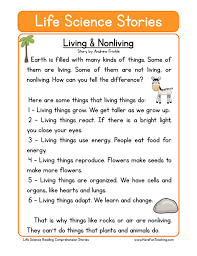Each passage in the printable reading comprehension is themed for beginning readers followed by questions. Living And Nonliving Life Science Reading Comprehension Worksheet Have Fun Teaching
