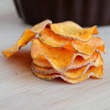 Slice the potatoes in half with a knife. Homemade Sweet Potato Chips Microwave Video Rachel Cooks